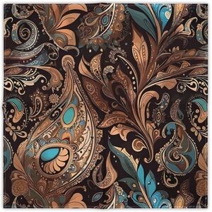 Boho Paisley Decorative Pillow 
Cover 20x20 Teal Brown Western